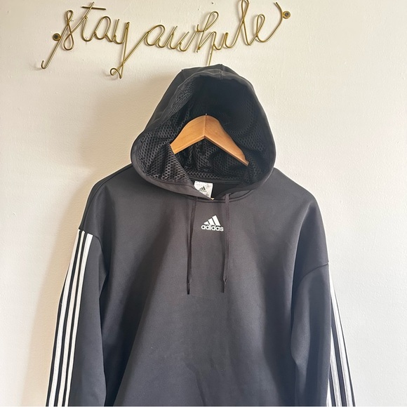 Adidas Black and White Hoodie with Iconic Stripes - Picture 2 of 5